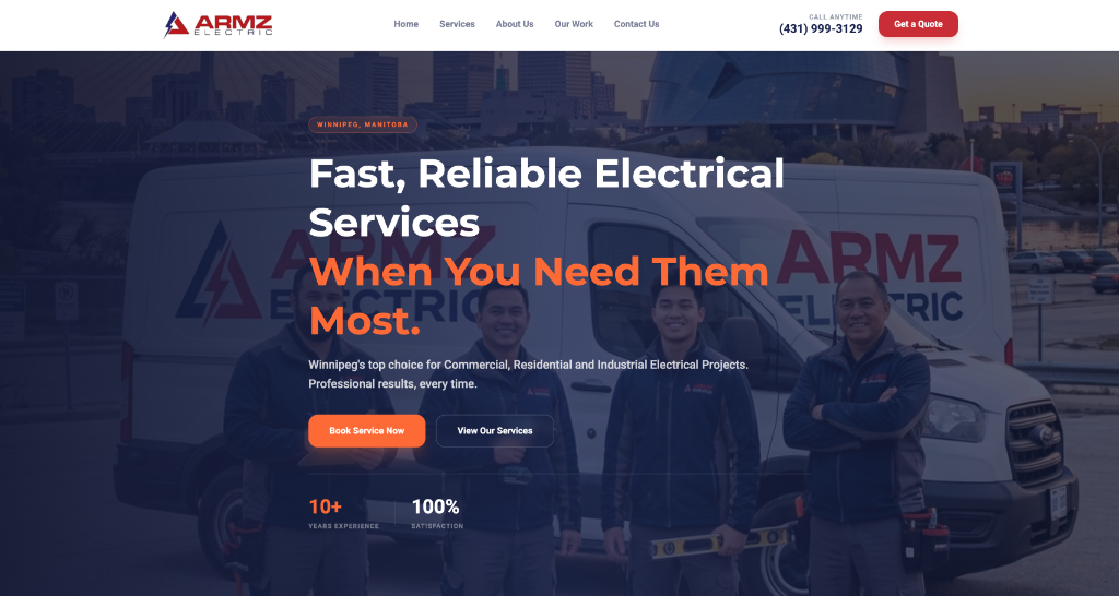Website screenshot: Armz Electric