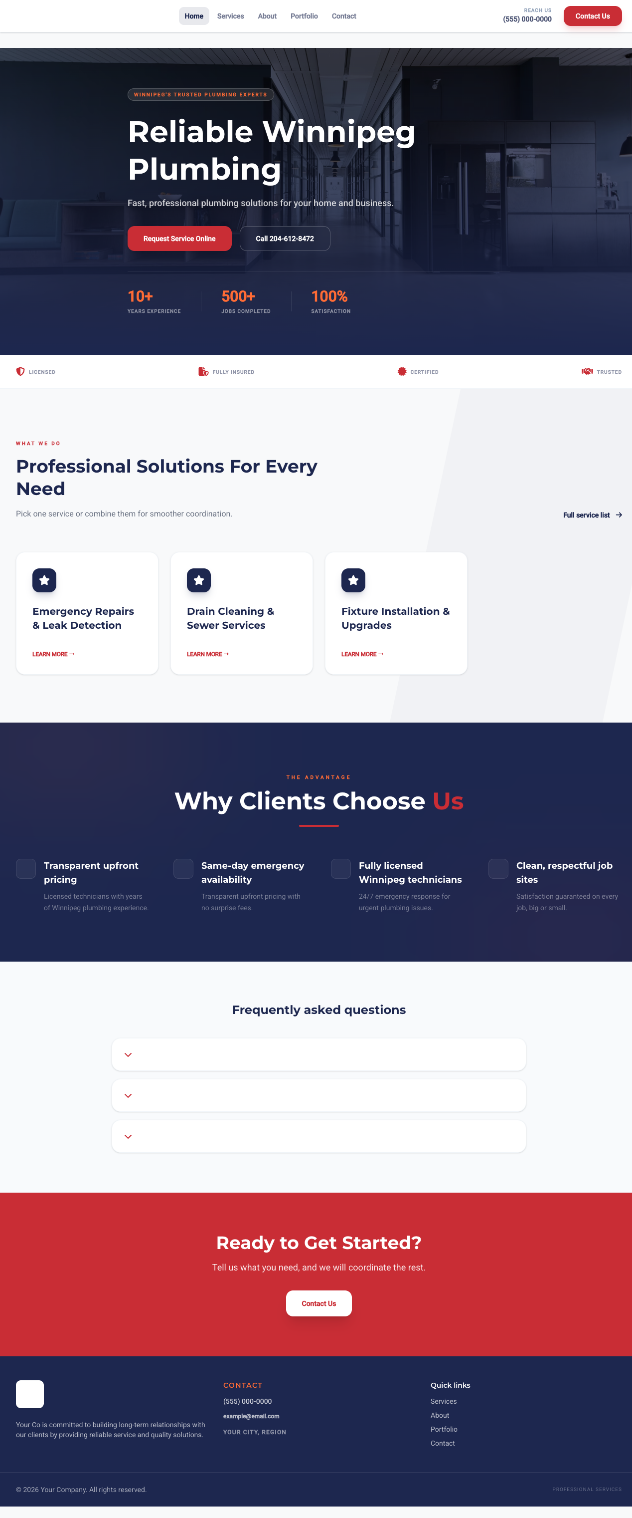 Website screenshot: On Point Plumbing